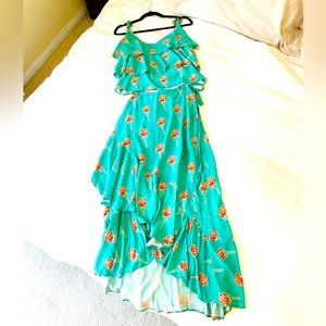 Rose🌹& Turquoise Top & Skirt Set